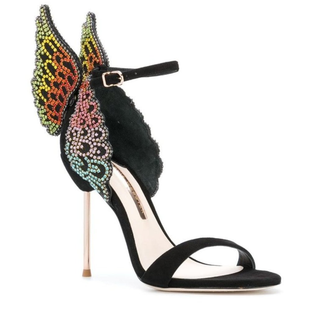 Sophia Webster Rainbow Evangeline Rhinestone Crystal Angel Wing Sandal Sz 40